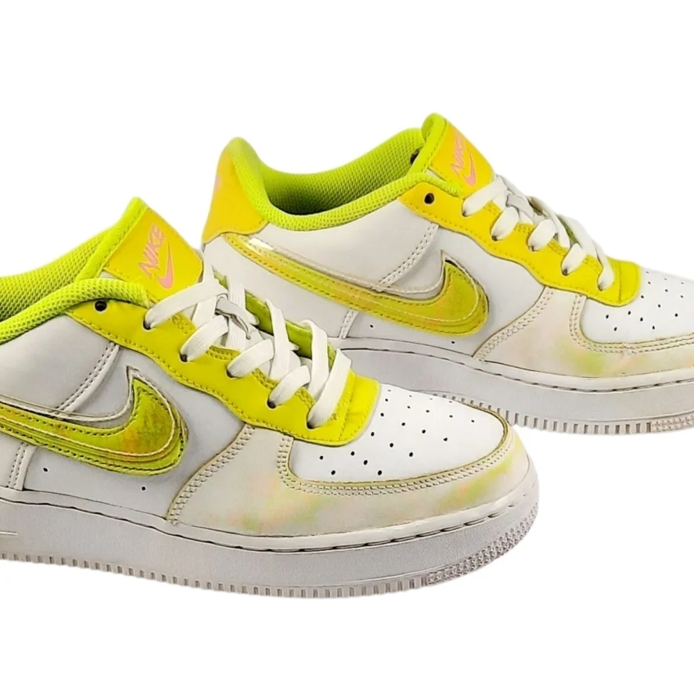 Nike Air Force 1 LV8 Sneakers White Acid Wash Green Size 6.5Y/ Womens Sz. 8